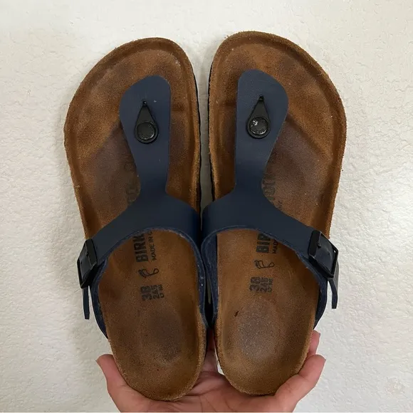 Birkenstock Blue Gizeh Leather Sandals Size 7