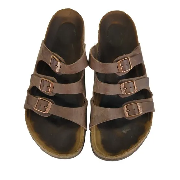 Birkenstock Florida 3 Strap Slip-on Sandals EU 42 Men's 9 Wmns 11 Brown Leather