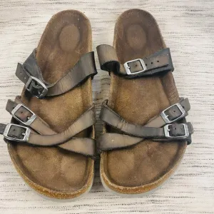 Birkenstock Franca Brown Leather Slip-On Sandals Size 10