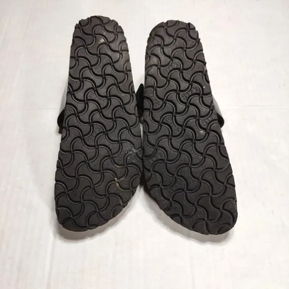 Birkenstock Gizeh Black Speckled Patent Leather Sandal Unisex Slip On L6 M4