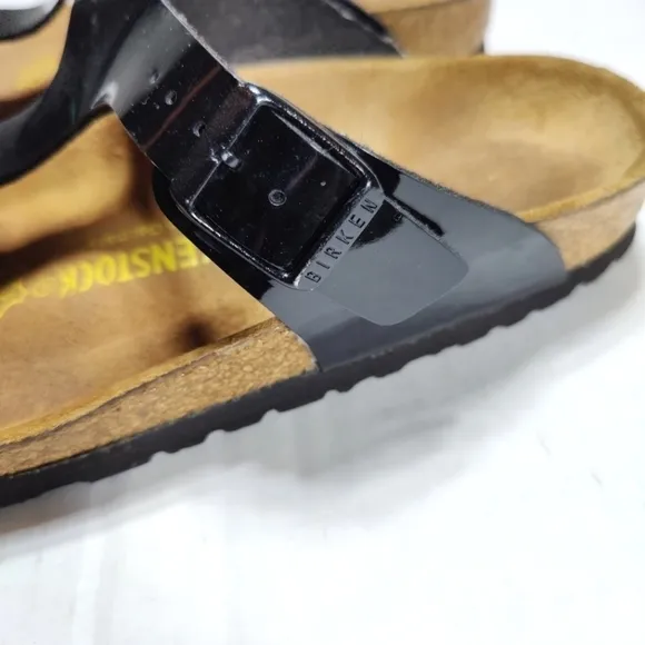 Birkenstock Gizeh Black Speckled Patent Leather Sandal Unisex Slip On L6 M4