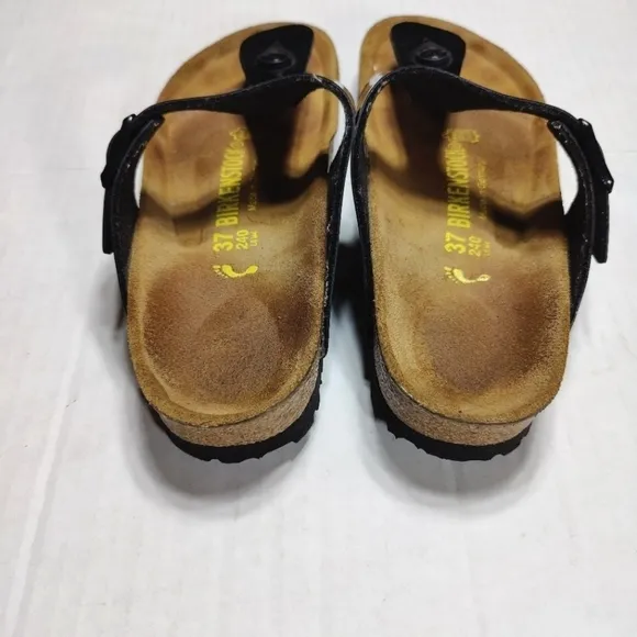 Birkenstock Gizeh Black Speckled Patent Leather Sandal Unisex Slip On L6 M4