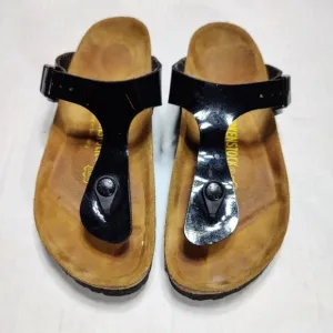 Birkenstock Gizeh Black Speckled Patent Leather Sandal Unisex Slip On L6 M4
