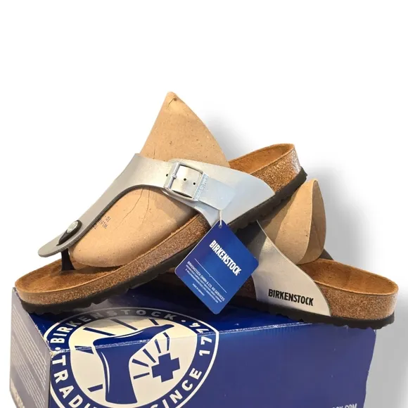 Birkenstock Gizeh Silver Sandals, Size 10 (Euro 41)N
