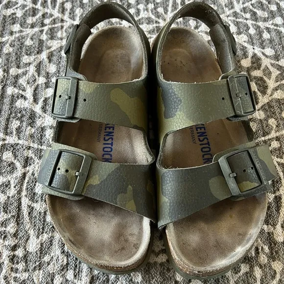 Birkenstock green camo Milano sandals