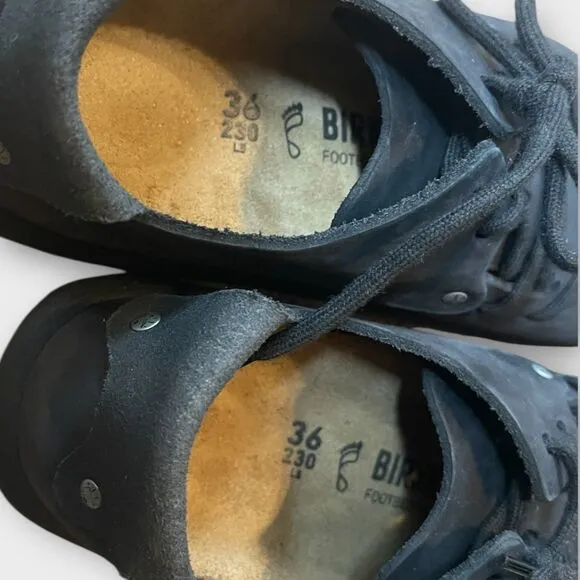 Birkenstock Montana Oiled Leather Black Minimalist Barefoot Casual Shoes 5/5.5