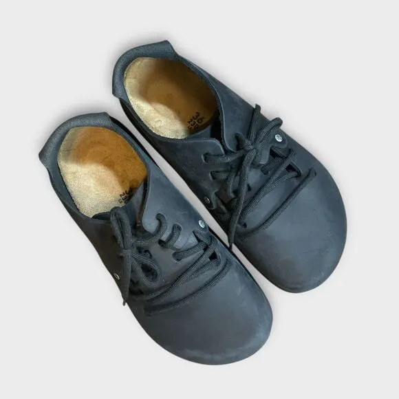 Birkenstock Montana Oiled Leather Black Minimalist Barefoot Casual Shoes 5/5.5