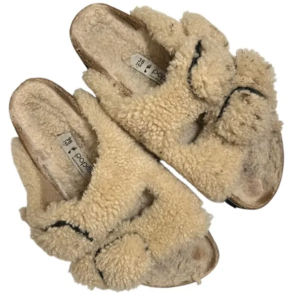 Birkenstock Papillo Arizona Big Buckle Teddy Bear Shearling Sandals Size EU 38