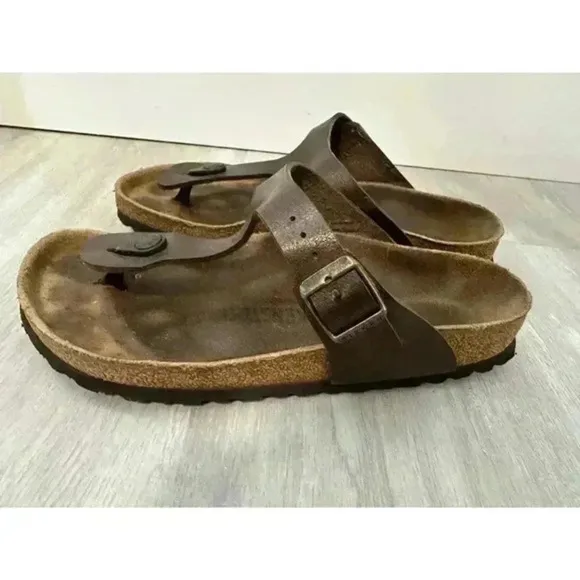 Birkenstock Sandals Women's‎ 6 37  Brown Slip On Roman Style Gizeh