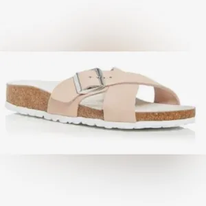 Birkenstock Siena Light Rose Beige Nubuck Sandal Slide Shoes 37