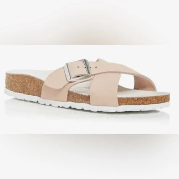 Birkenstock Siena Light Rose Beige Nubuck Sandal Slide Shoes 37