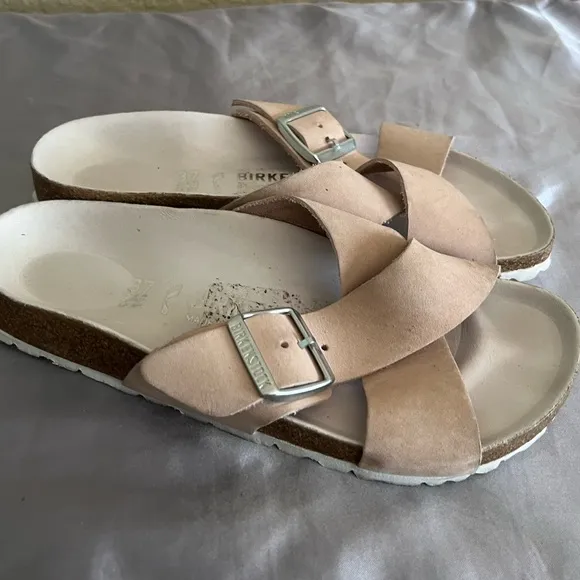 Birkenstock Siena Light Rose Beige Nubuck Sandal Slide Shoes 37