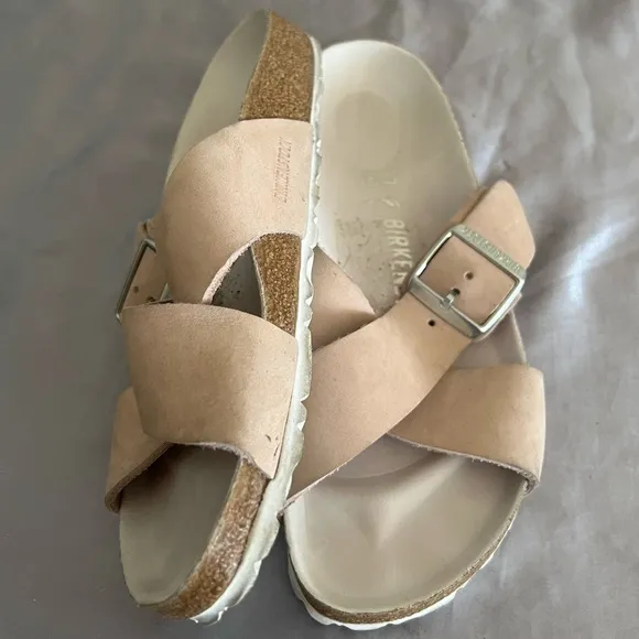 Birkenstock Siena Light Rose Beige Nubuck Sandal Slide Shoes 37