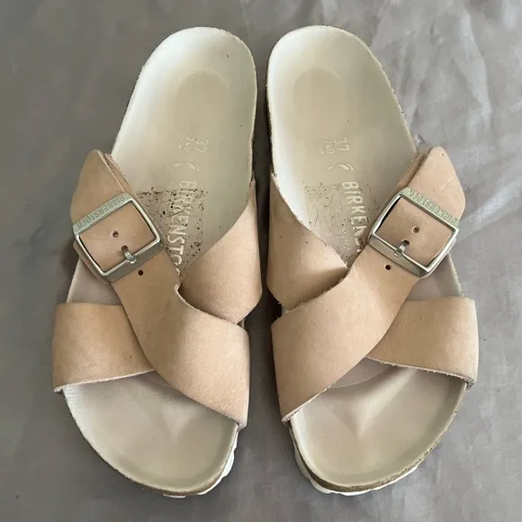 Birkenstock Siena Light Rose Beige Nubuck Sandal Slide Shoes 37