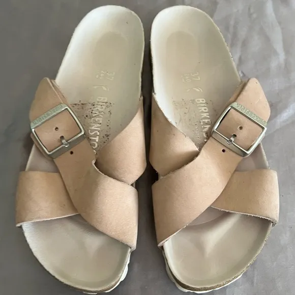 Birkenstock Siena Light Rose Beige Nubuck Sandal Slide Shoes 37