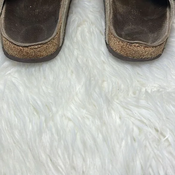Birkenstock Tatami Oklahoma Tan Nubuck Slides Sz 39/US 8