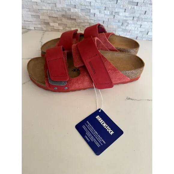 Birkenstock Uji Double Strap Slide Sandals Sienna Red EU 38 Womens US 7 Men 5