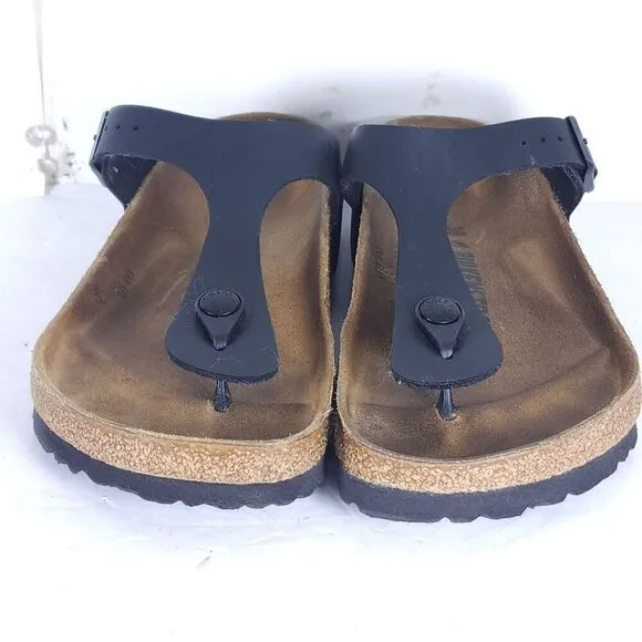 Birkenstock Women's Gizeh EU38 US7 Black Birko-Flor T-strap Thong Sandals Shoes