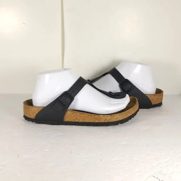 Birkenstock Women's Gizeh EU38 US7 Black Birko-Flor T-strap Thong Sandals Shoes