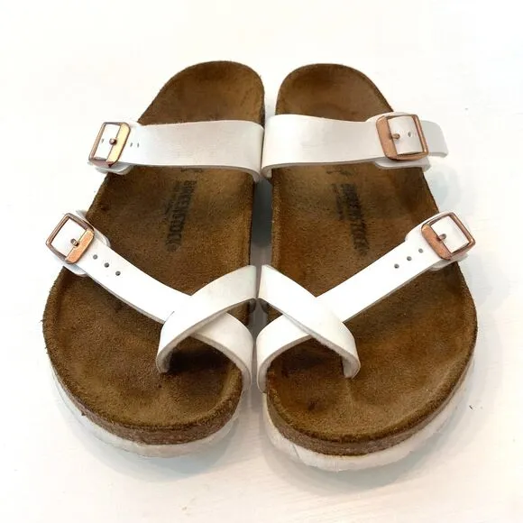 Birkenstock Women’s Mayari White Birko-Flor Slip On Sandals EU 34 US Size‎ 3