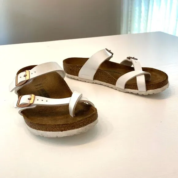 Birkenstock Women’s Mayari White Birko-Flor Slip On Sandals EU 34 US Size‎ 3