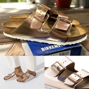 BIRKENSTOCK ARIZONA SLIP ON SANDALS (COPPER METALLIC) Size EU 43