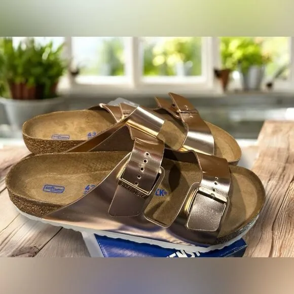 BIRKENSTOCK ARIZONA SLIP ON SANDALS (COPPER METALLIC) Size EU 43
