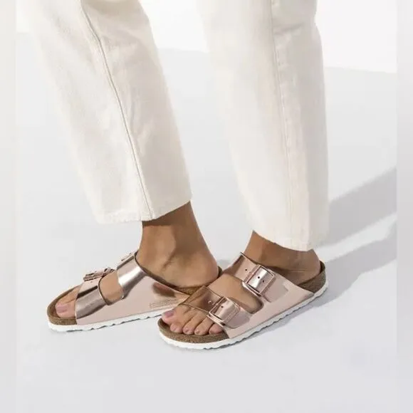 BIRKENSTOCK ARIZONA SLIP ON SANDALS (COPPER METALLIC) Size EU 43