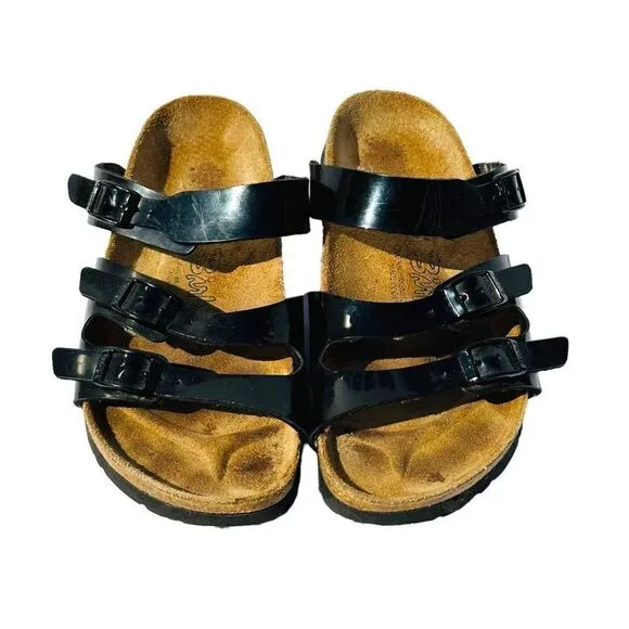 Birkenstock Womens Sandals Cork Footbed Strappy Buckle Slip On Black Size 36 / U