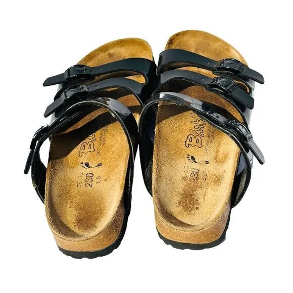 Birkenstock Womens Sandals Cork Footbed Strappy Buckle Slip On Black Size 36 / U