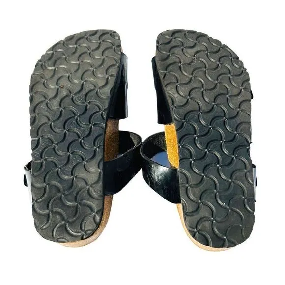 Birkenstock Womens Sandals Cork Footbed Strappy Buckle Slip On Black Size 36 / U