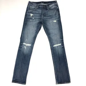 BKE Mason Light Wash Distressed Blue Slim Straight Jeans Pants Size 33x34 B20