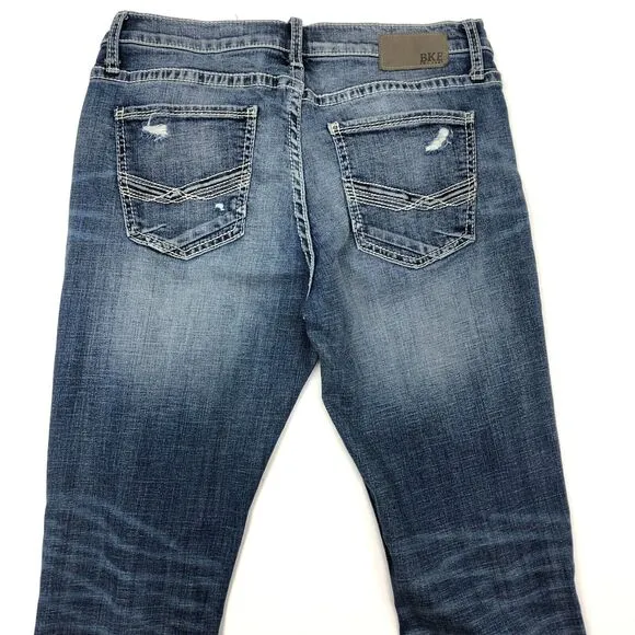 BKE Mason Light Wash Distressed Blue Slim Straight Jeans Pants Size 33x34 B20