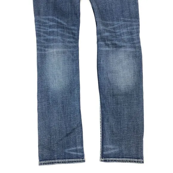 BKE Mason Light Wash Distressed Blue Slim Straight Jeans Pants Size 33x34 B20