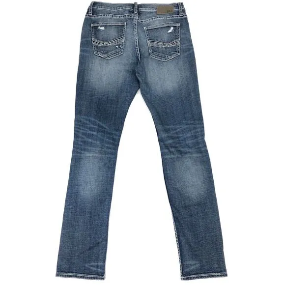 BKE Mason Light Wash Distressed Blue Slim Straight Jeans Pants Size 33x34 B20