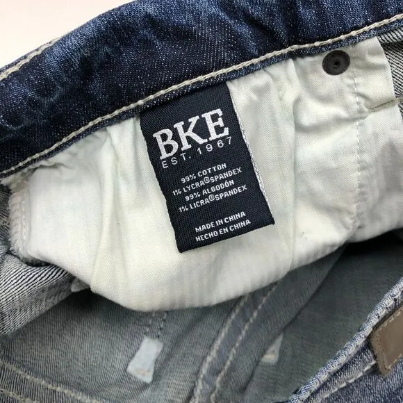 BKE Mason Light Wash Distressed Blue Slim Straight Jeans Pants Size 33x34 B20