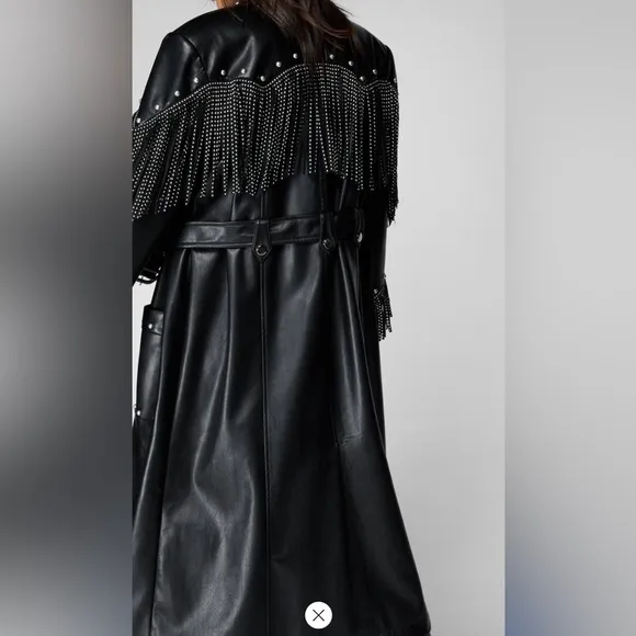 Black Studded Fringe Women's Jacket