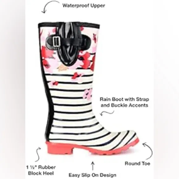 Black   White Striped &amp; Floral Garden or Rain Boots - Fun, Bold &amp; Weather-Ready!