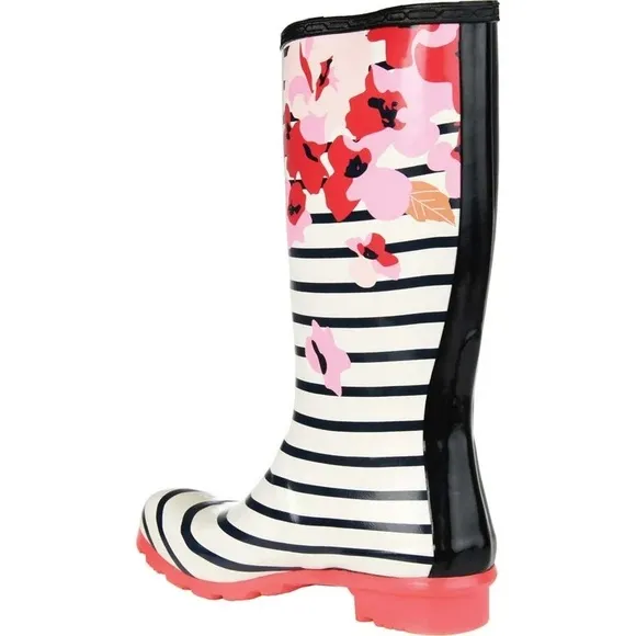Black   White Striped &amp; Floral Garden or Rain Boots - Fun, Bold &amp; Weather-Ready!