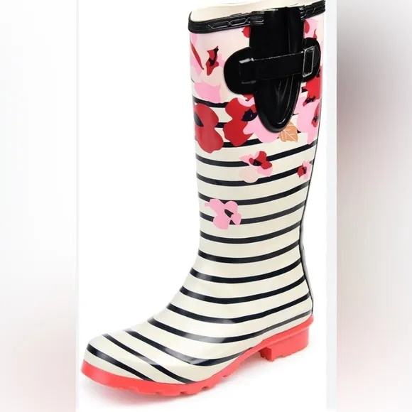Black   White Striped &amp; Floral Garden or Rain Boots - Fun, Bold &amp; Weather-Ready!