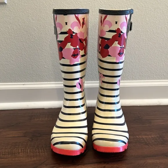 Black   White Striped &amp; Floral Garden or Rain Boots - Fun, Bold &amp; Weather-Ready!