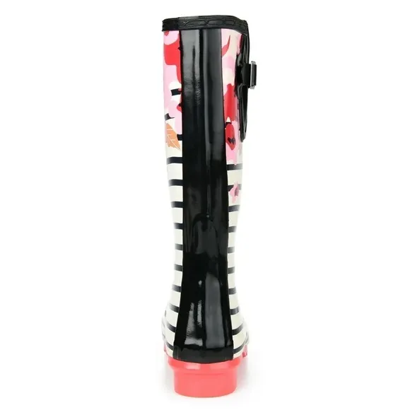 Black   White Striped &amp; Floral Garden or Rain Boots - Fun, Bold &amp; Weather-Ready!