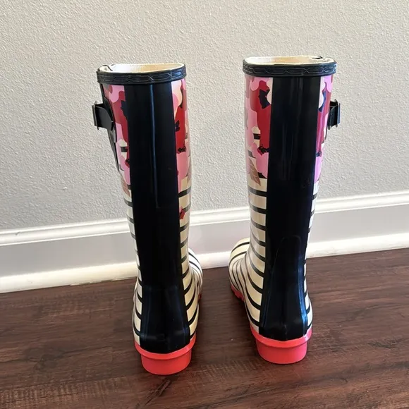 Black   White Striped &amp; Floral Garden or Rain Boots - Fun, Bold &amp; Weather-Ready!