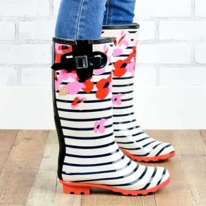 Black   White Striped &amp; Floral Garden or Rain Boots - Fun, Bold &amp; Weather-Ready!