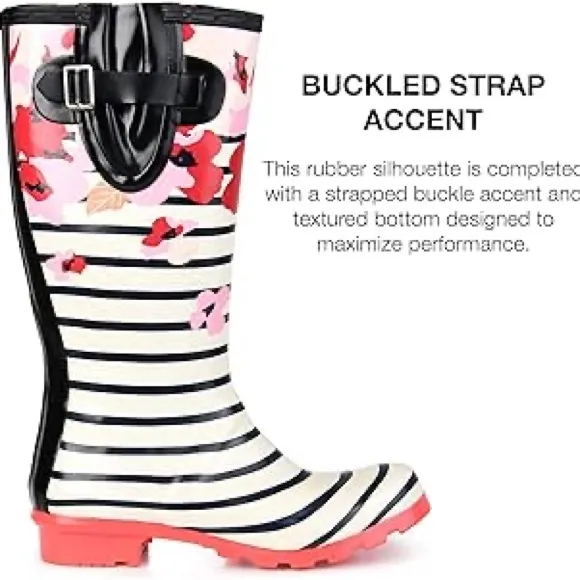 Black   White Striped &amp; Floral Garden or Rain Boots - Fun, Bold &amp; Weather-Ready!