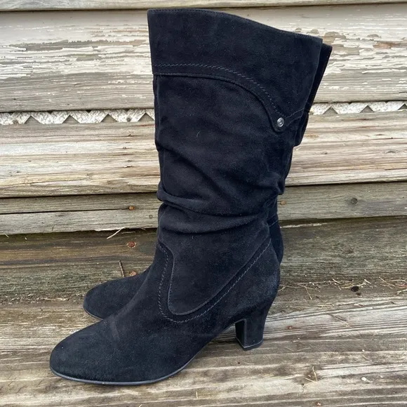 Blondo Canada Valeska Waterproof Black Dress Suede Slouch Boots Women's Size 9