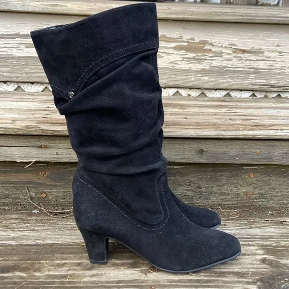 Blondo Canada Valeska Waterproof Black Dress Suede Slouch Boots Women's Size 9