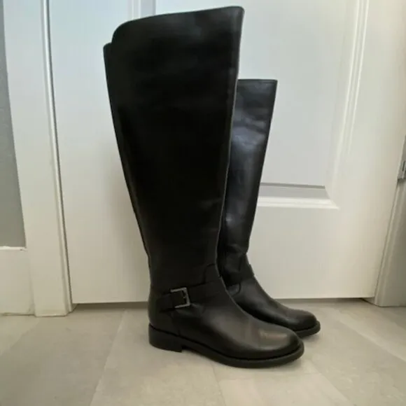BLONDO Sylvia Dress Black Leather Waterproof Tall Boots 6.5