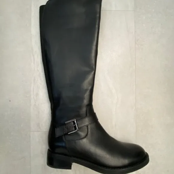 BLONDO Sylvia Dress Black Leather Waterproof Tall Boots 6.5
