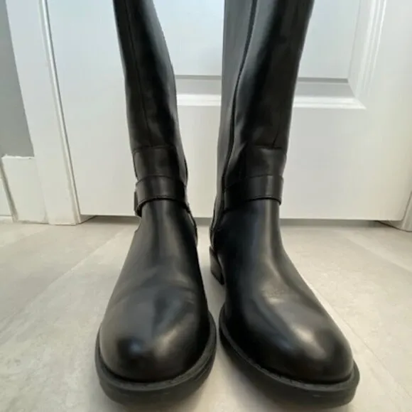 BLONDO Sylvia Dress Black Leather Waterproof Tall Boots 6.5